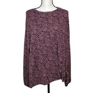 Meri Skye Long Sleeve Tee Burgundy Size 2X